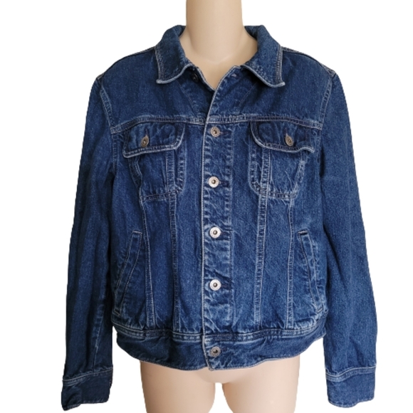 Tommy Hilfiger Trucker Jean Medium Wash Denim Jacket Size Women's Large - Picture 2 of 12